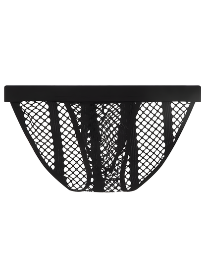 Men's Hollow Out Low Rise Striped Fishnet Briefs