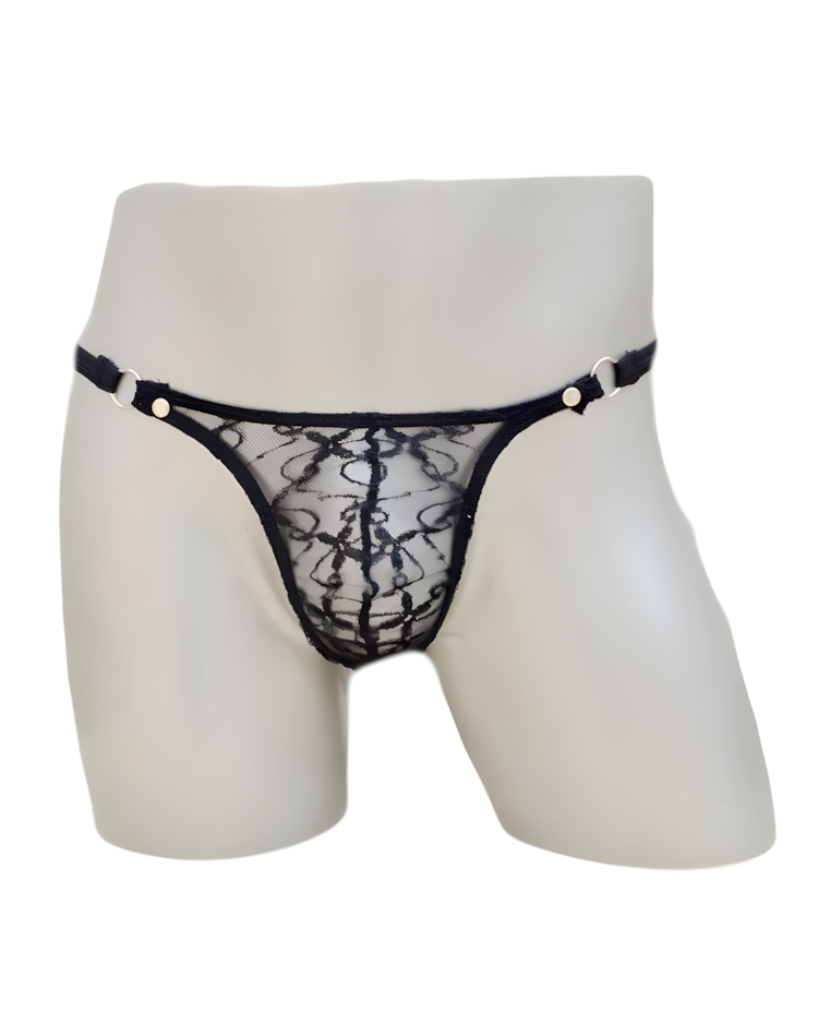 Men's Sexy Transparent Lace Mesh G-String Thong