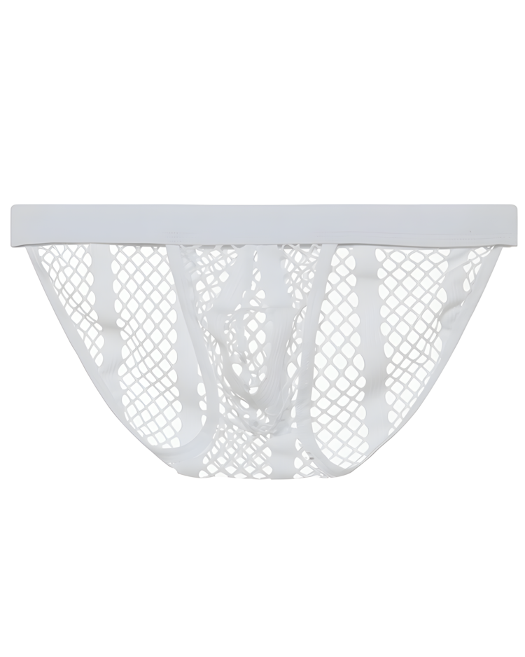 Men's Hollow Out Low Rise Striped Fishnet Briefs