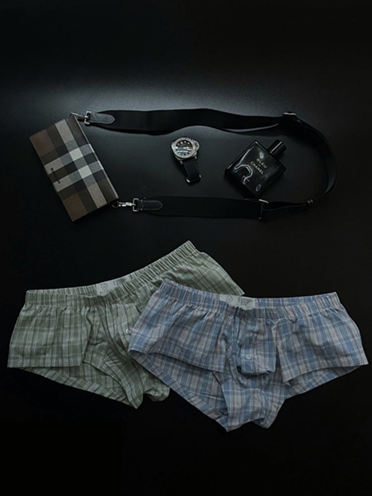 Men's Low Rise Plaid Lounge Boxers