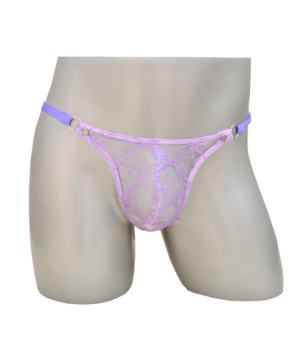 Men's Sexy Transparent Lace Mesh G-String Thong