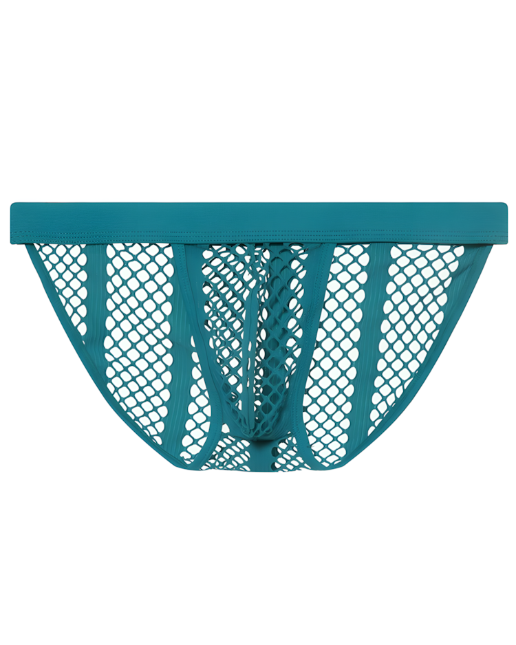 Men's Hollow Out Low Rise Striped Fishnet Briefs