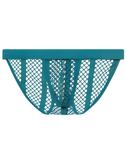 Men's Hollow Out Low Rise Striped Fishnet Briefs