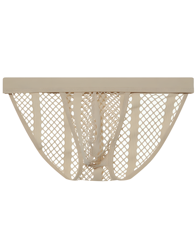 Men's Hollow Out Low Rise Striped Fishnet Briefs