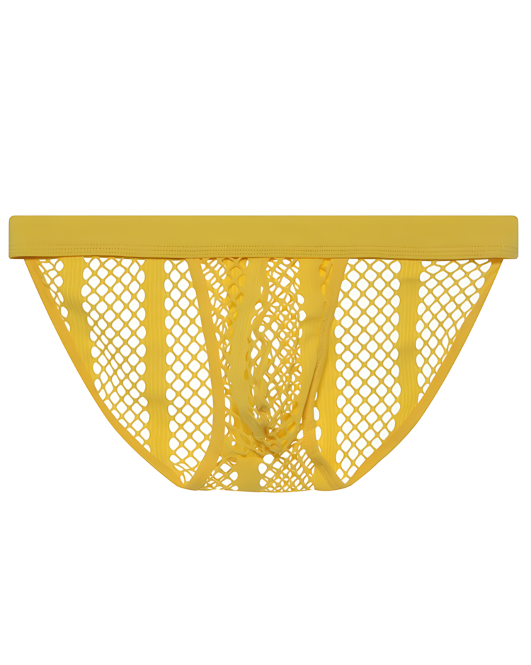 Men's Hollow Out Low Rise Striped Fishnet Briefs