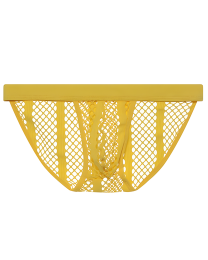 Men's Hollow Out Low Rise Striped Fishnet Briefs