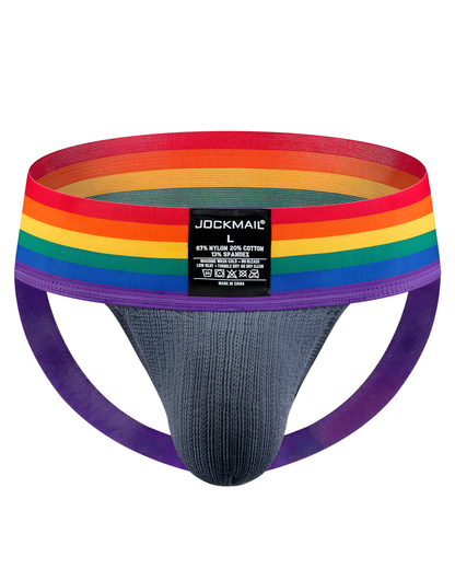 Wide Band Rainbow Bikini Jockstrap