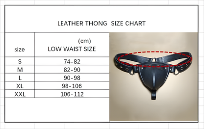Men's Sexy Genuine Leather Detachable Pouch Thong