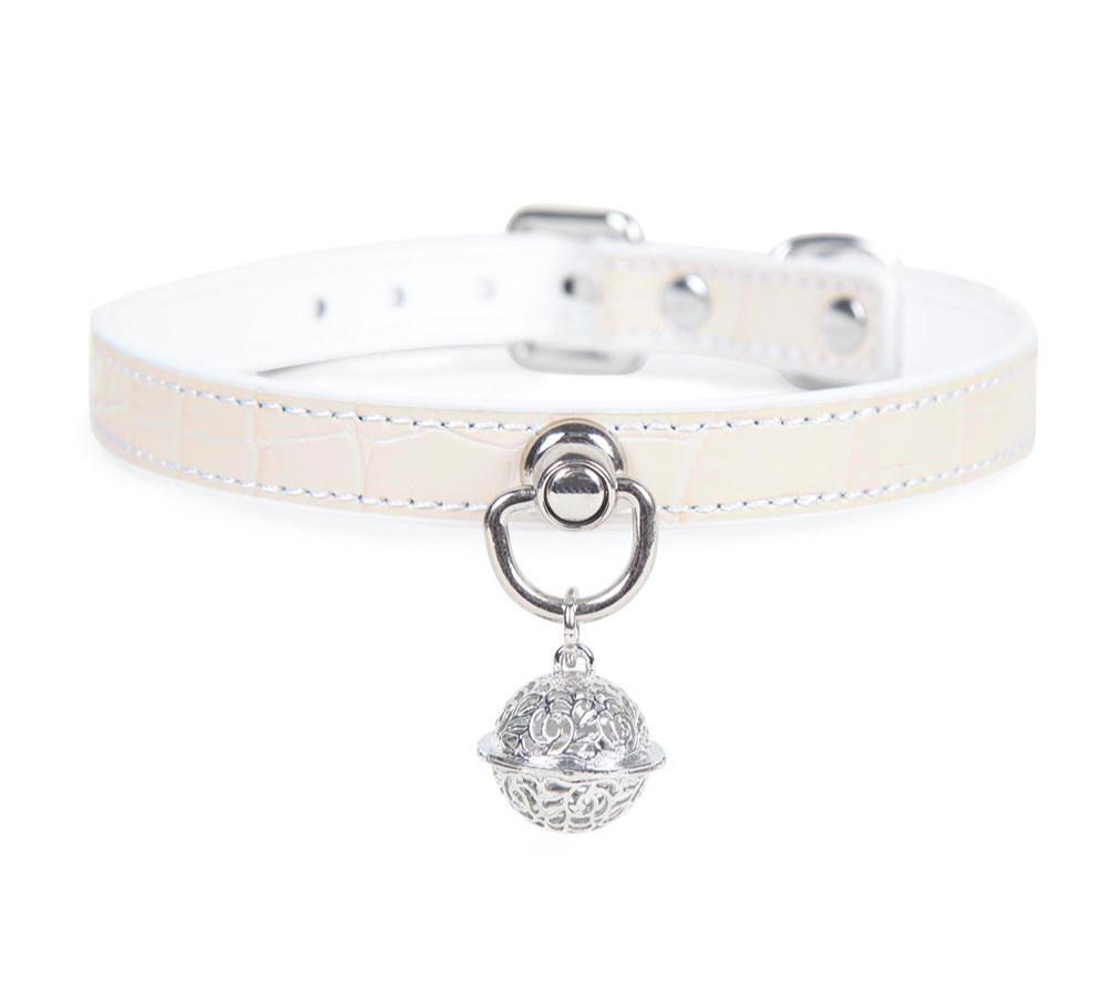 Luxury Crocodile-Textured Leather BDSM Collar with Leash - PJ007