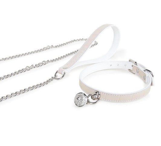 Luxury Crocodile-Textured Leather BDSM Collar with Leash - PJ007
