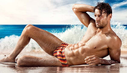 Men's Aquatic Rhythms Striped Swim Briefs - YK019