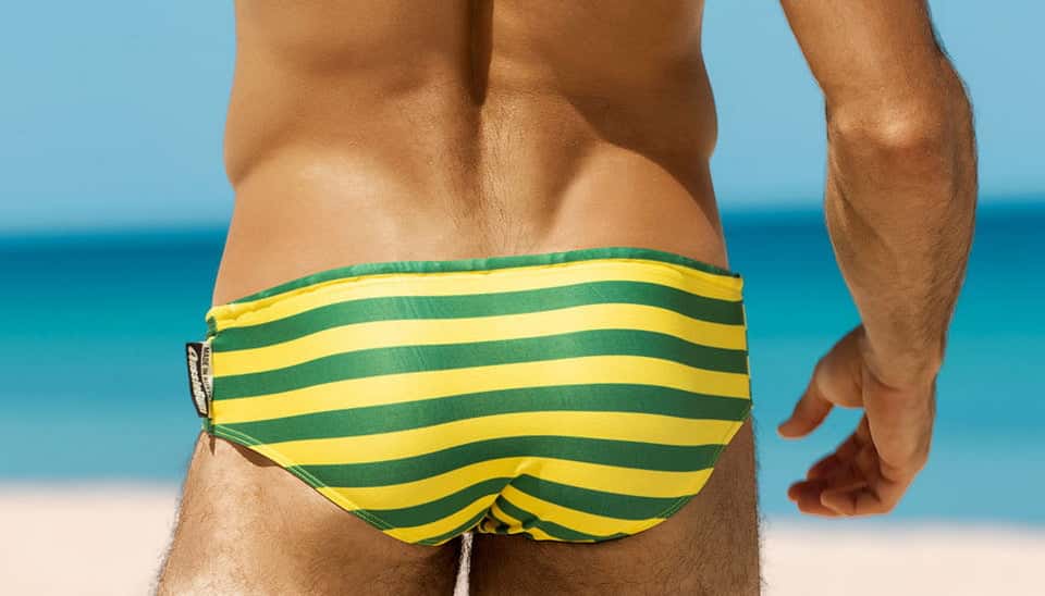 Men's Aquatic Rhythms Striped Swim Briefs - YK019