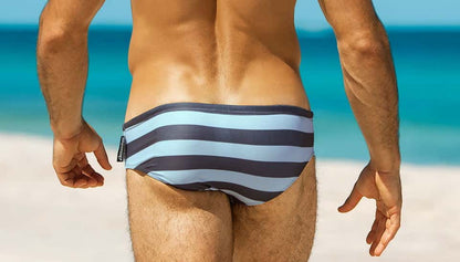 Men's Aquatic Rhythms Striped Swim Briefs - YK019