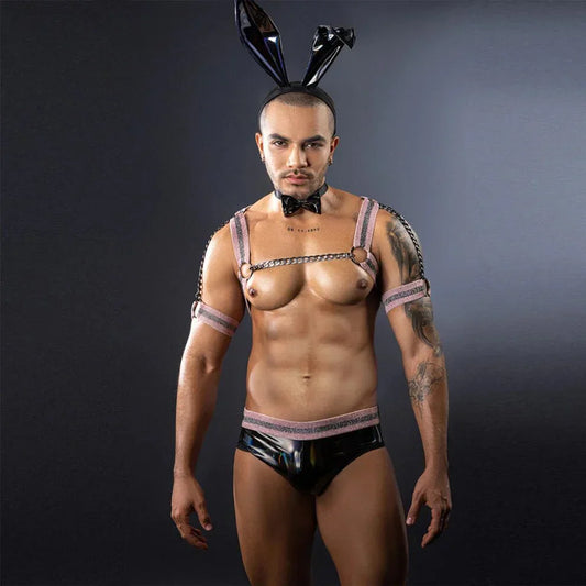 Men’s Butler/Bunny Harness and Wet Look Costume - ZF038