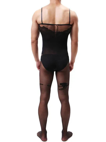 Men's Camisole Jacquard Silky One Piece Stockings - LTW017