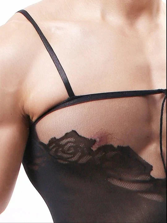Men's Camisole Jacquard Silky One Piece Stockings - LTW017