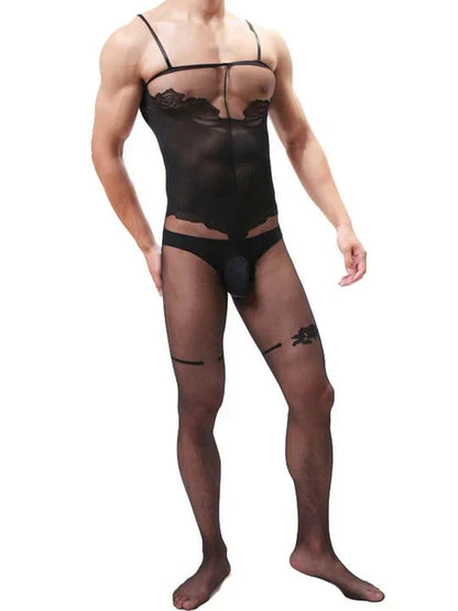 Men's Camisole Jacquard Silky One Piece Stockings - LTW017