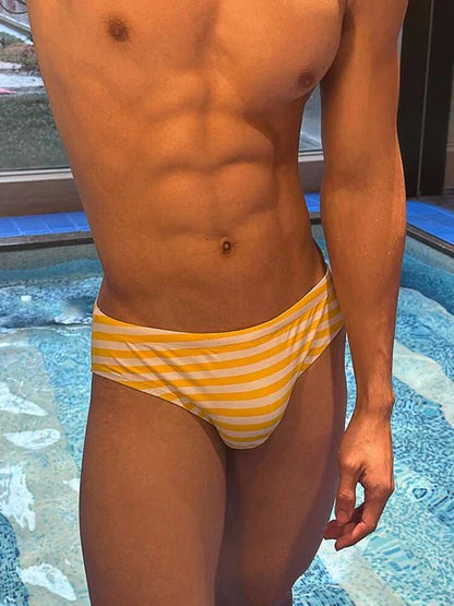 Men's Casual Striped Swim Briefs - YK050