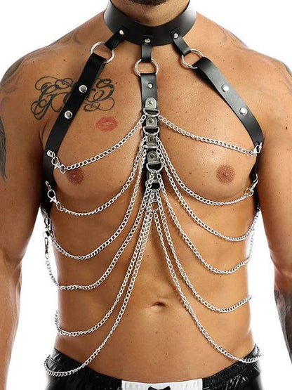 Mens Chain Link Fetish Harness - KB023