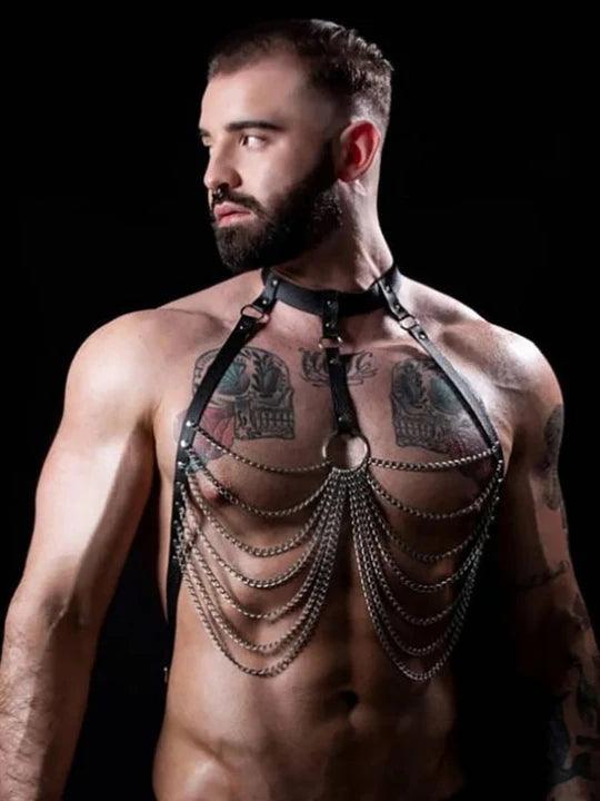 Mens Chain Link Fetish Harness - KB023
