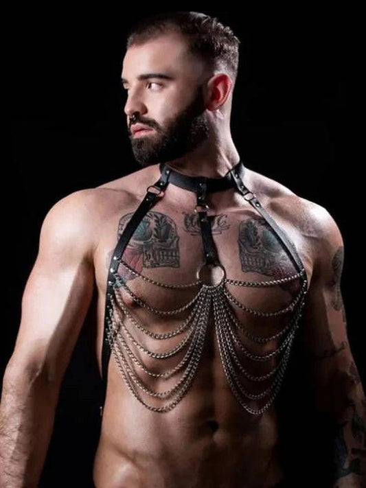 Mens Chain Link Fetish Harness - KB023