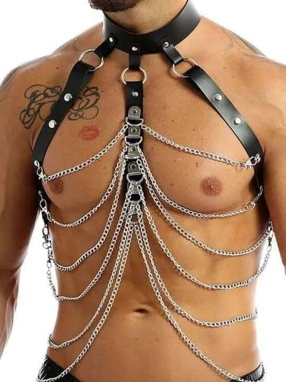 Mens Chain Link Fetish Harness - KB023