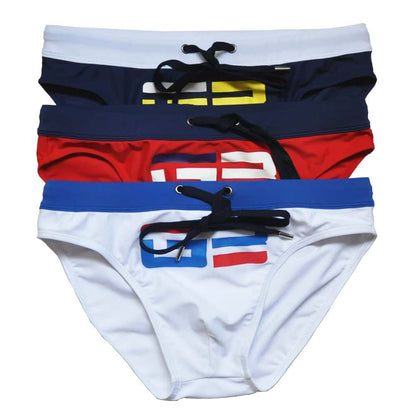 Men's Colorblock Printed Sexy Triangle Swimwear - YK047