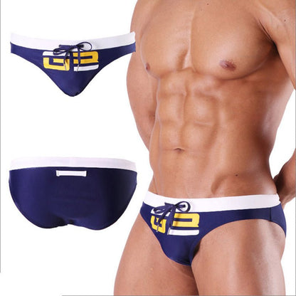 Men's Colorblock Printed Sexy Triangle Swimwear - YK047