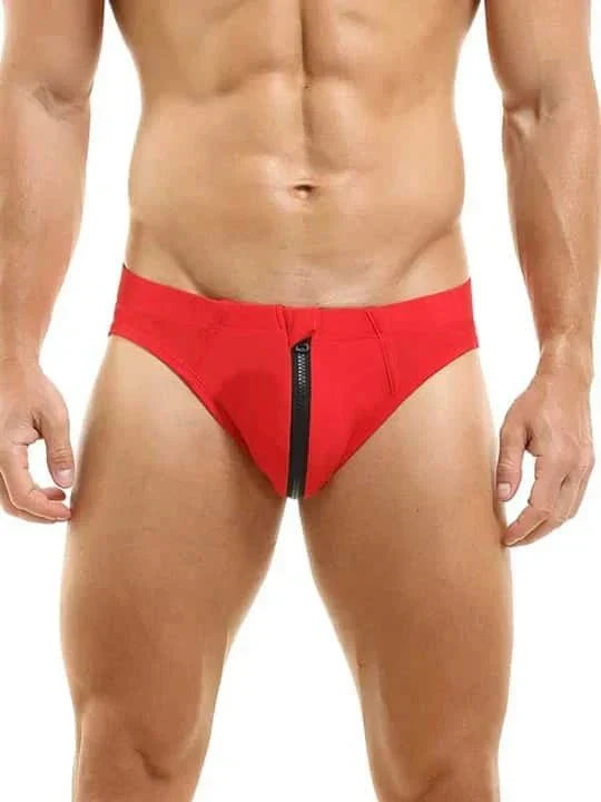 Men's Colorblock Zipper Swim Briefs - YK026