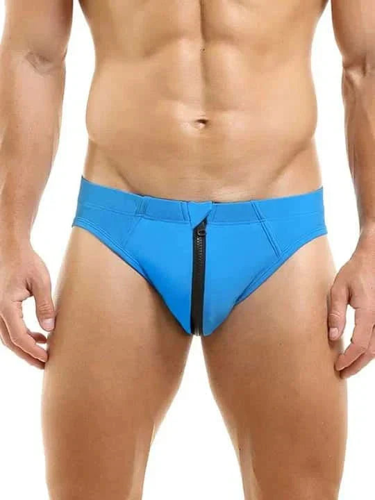 Men's Colorblock Zipper Swim Briefs - YK026