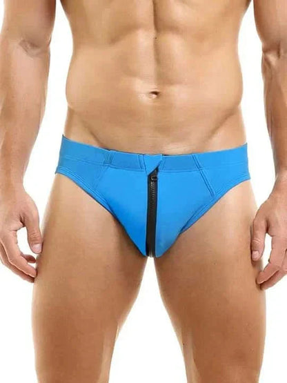 Men's Colorblock Zipper Swim Briefs - YK026