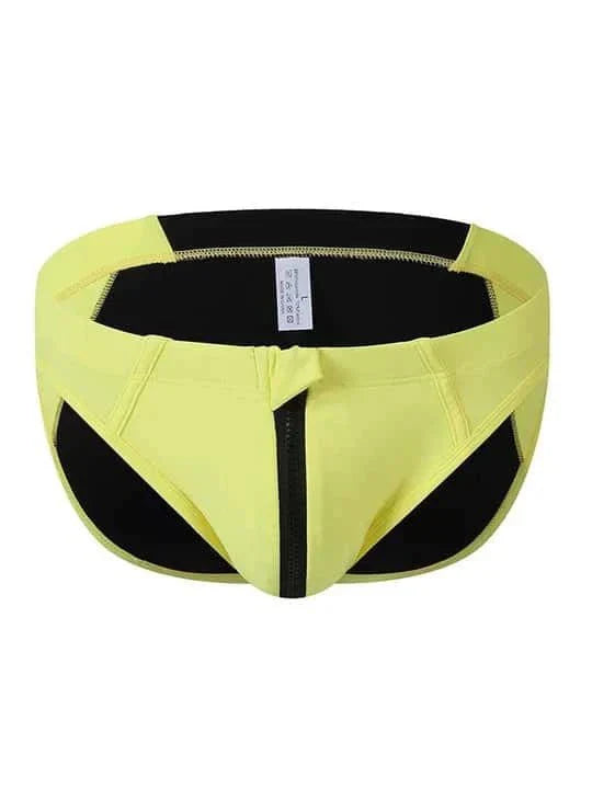 Men's Colorblock Zipper Swim Briefs - YK026