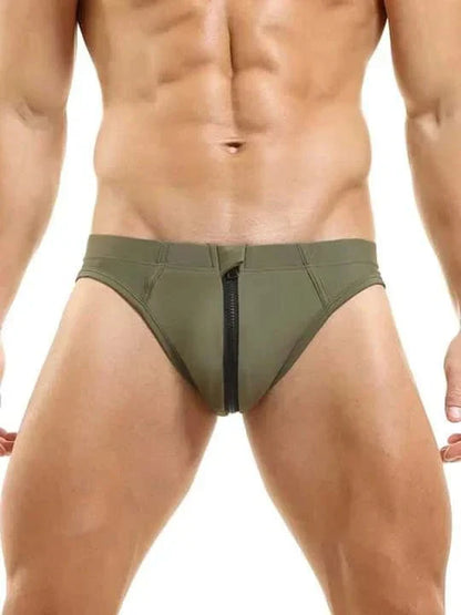Men's Colorblock Zipper Swim Briefs - YK026