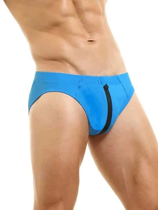 Men's Colorblock Zipper Swim Briefs - YK026