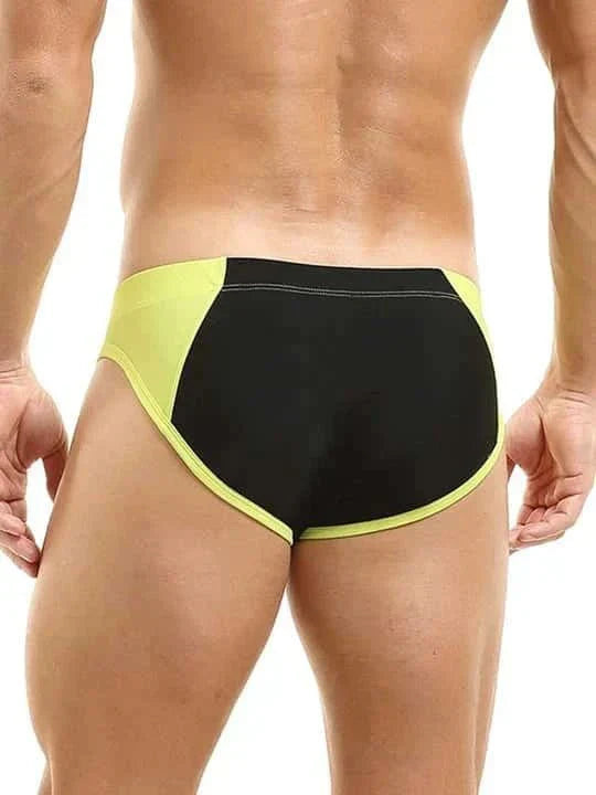 Men's Colorblock Zipper Swim Briefs - YK026