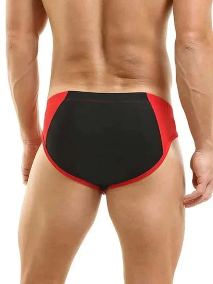 Men's Colorblock Zipper Swim Briefs - YK026