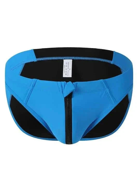 Men's Colorblock Zipper Swim Briefs - YK026