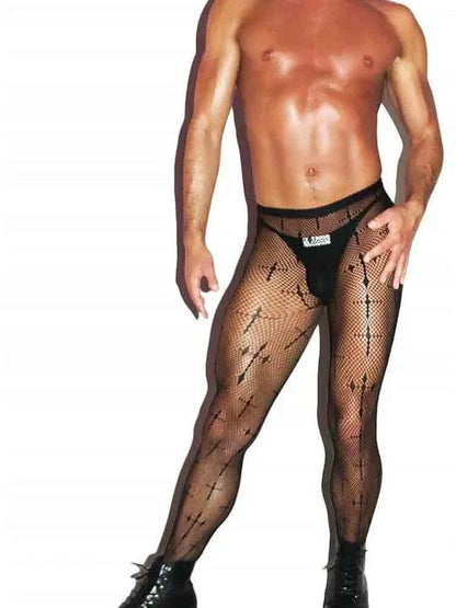 Men's Cross Pattern Fishnet Pantyhose - CW020