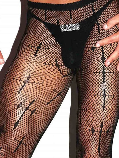 Men's Cross Pattern Fishnet Pantyhose - CW020