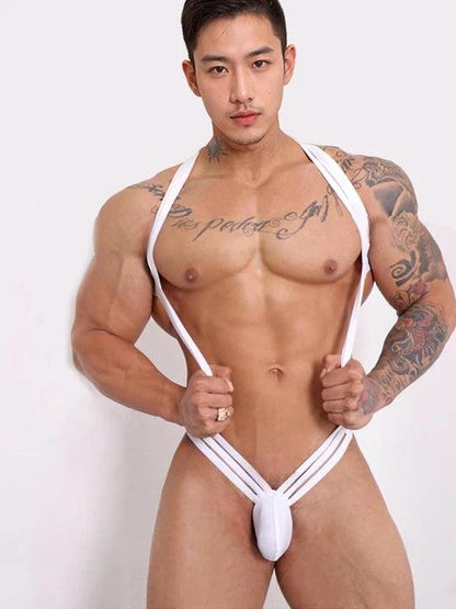 Men's Crossover Strap Thong Bodysuit - LTY025