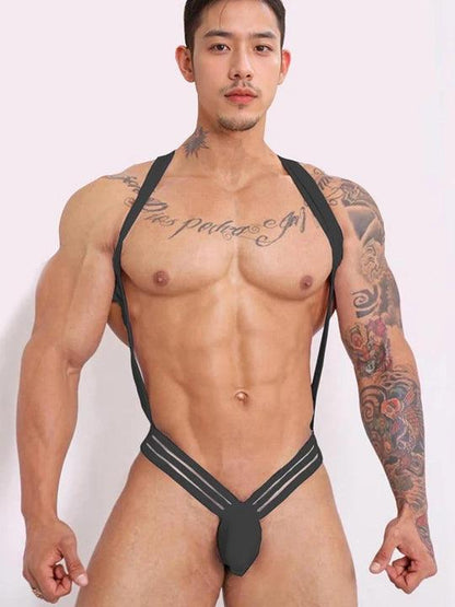 Men's Crossover Strap Thong Bodysuit - LTY025