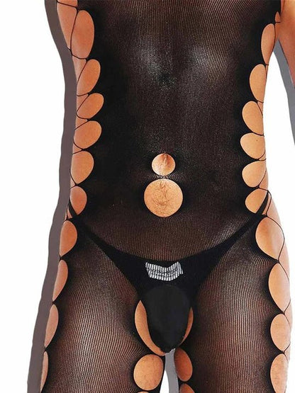 Men's Crotchless One-Piece Suspender Stockings - LTW020