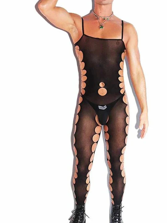 Men's Crotchless One-Piece Suspender Stockings - LTW020