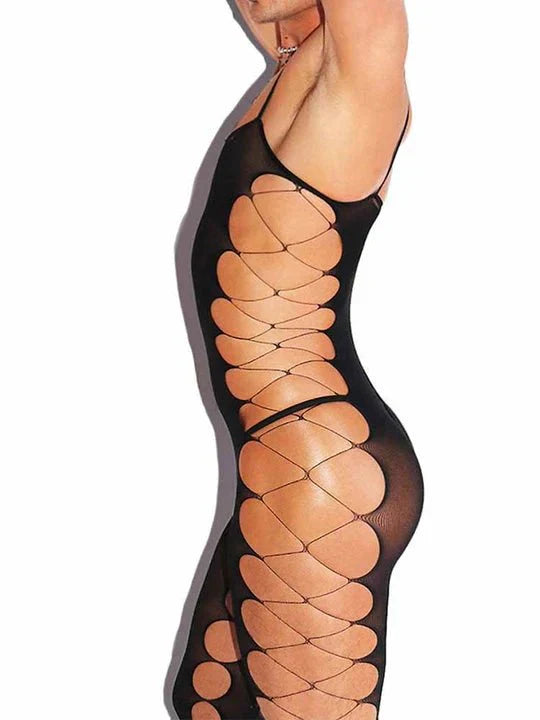 Men's Crotchless One-Piece Suspender Stockings - LTW020