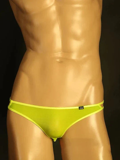Men's Cut-Out Briefs: Low-Rise Nylon & Edgy Mesh Support - SJK020