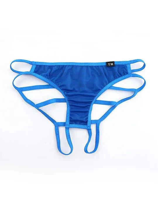 Men's Cut-Out Briefs: Low-Rise Nylon & Edgy Mesh Support - SJK020