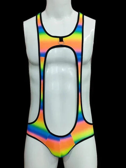 Men's Cutout Thong Bottomless Bodysuit - LTY030