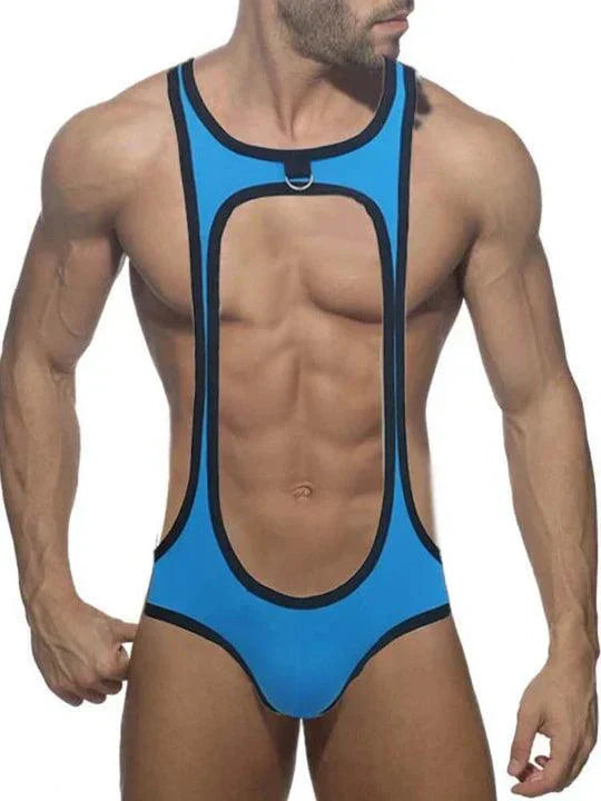 Men's Cutout Thong Bottomless Bodysuit - LTY030