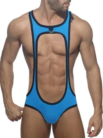 Men's Cutout Thong Bottomless Bodysuit - LTY030