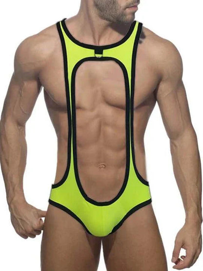 Men's Cutout Thong Bottomless Bodysuit - LTY030